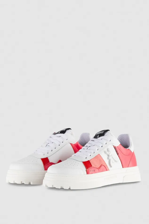 Patrizia Pepe Leather White And Pink Sneakers Hybrid Rosewhite Footwear
