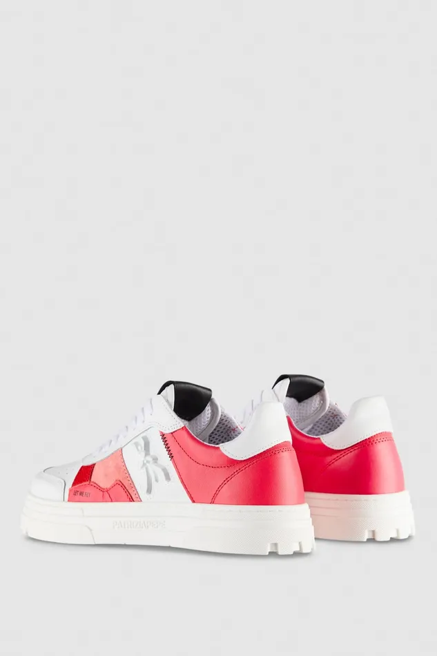 Patrizia Pepe Leather White And Pink Sneakers Hybrid Rosewhite Footwear