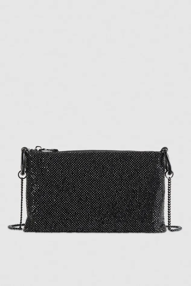 Patrizia Pepe Maxichain Rhinestone Clutch Bag Black Total Black Crystal Bags Clutches