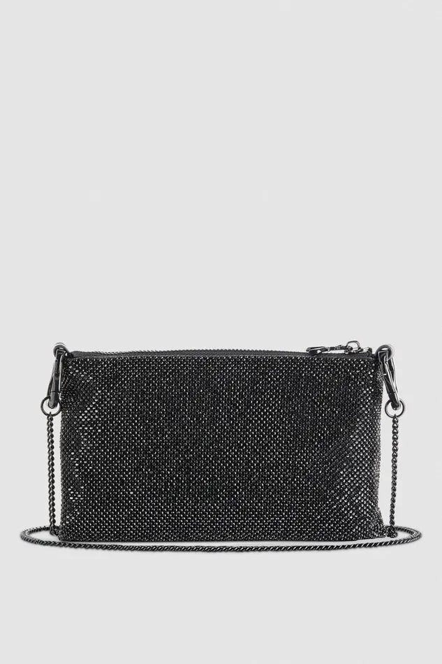 Patrizia Pepe Maxichain Rhinestone Clutch Bag Black Total Black Crystal Bags Clutches