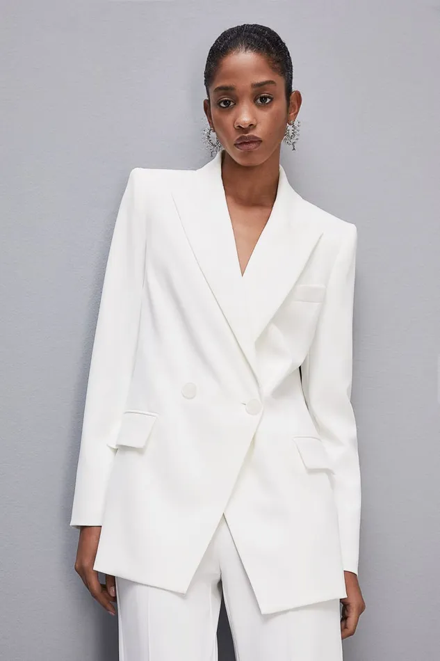 Patrizia Pepe Men039s Cut Doublebreasted Jacket White Bianco Apparel Blazers