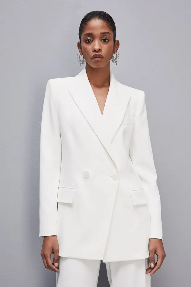 Patrizia Pepe Men039s Cut Doublebreasted Jacket White Bianco Apparel Blazers