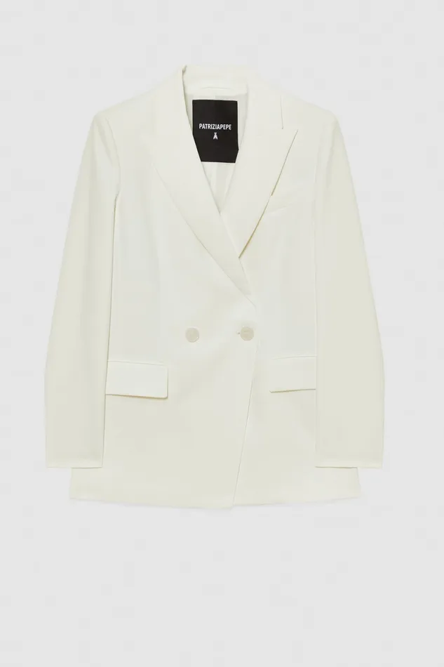 Patrizia Pepe Men039s Cut Doublebreasted Jacket White Bianco Apparel Blazers