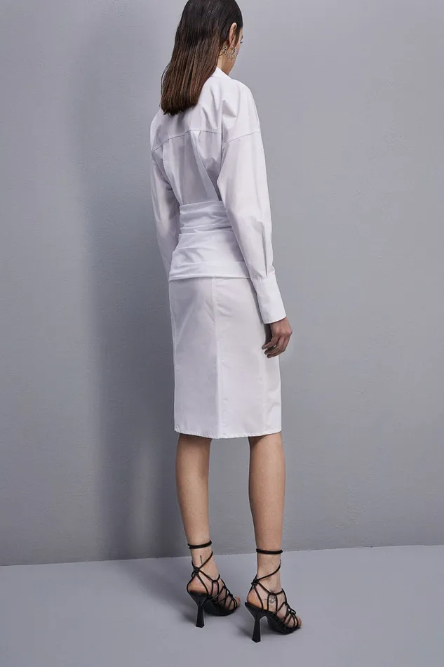 Patrizia Pepe Midi Chemise Dress White Bianco Ottico Apparel Midi