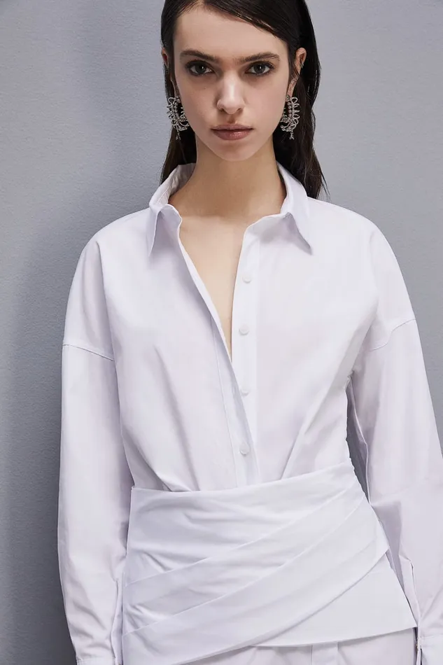 Patrizia Pepe Midi Chemise Dress White Bianco Ottico Apparel Midi