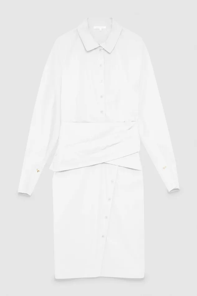 Patrizia Pepe Midi Chemise Dress White Bianco Ottico Apparel Midi