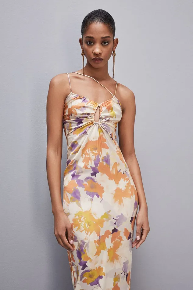 Patrizia Pepe Midi Dress With Cutout And Asymmetrical Straps Orangesorbetflower Apparel Midi