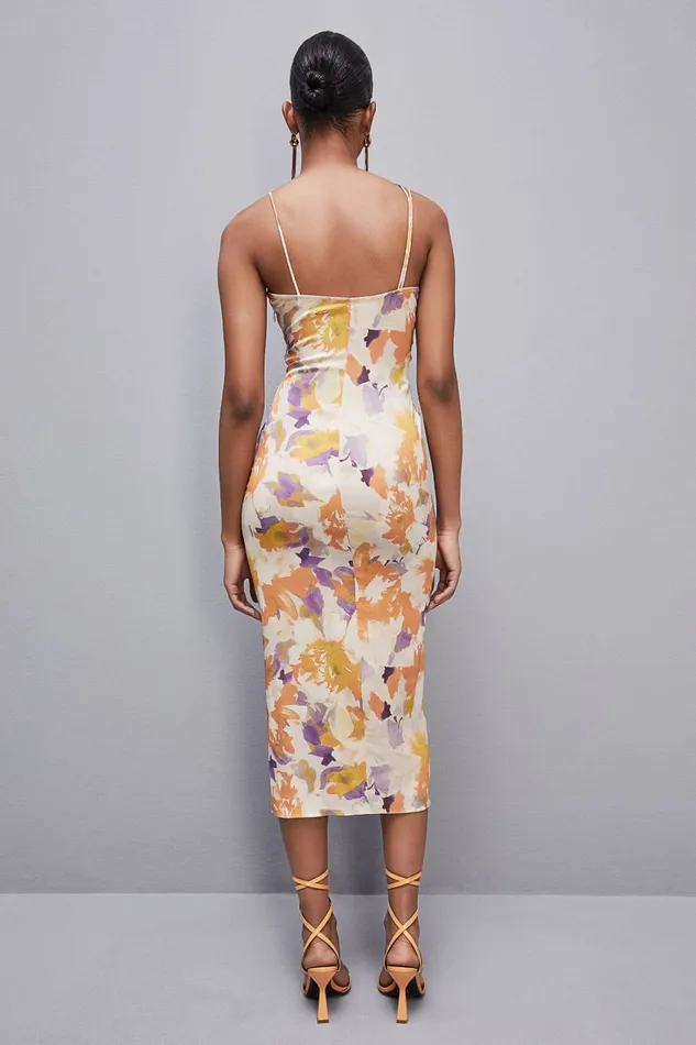 Patrizia Pepe Midi Dress With Cutout And Asymmetrical Straps Orangesorbetflower Apparel Midi