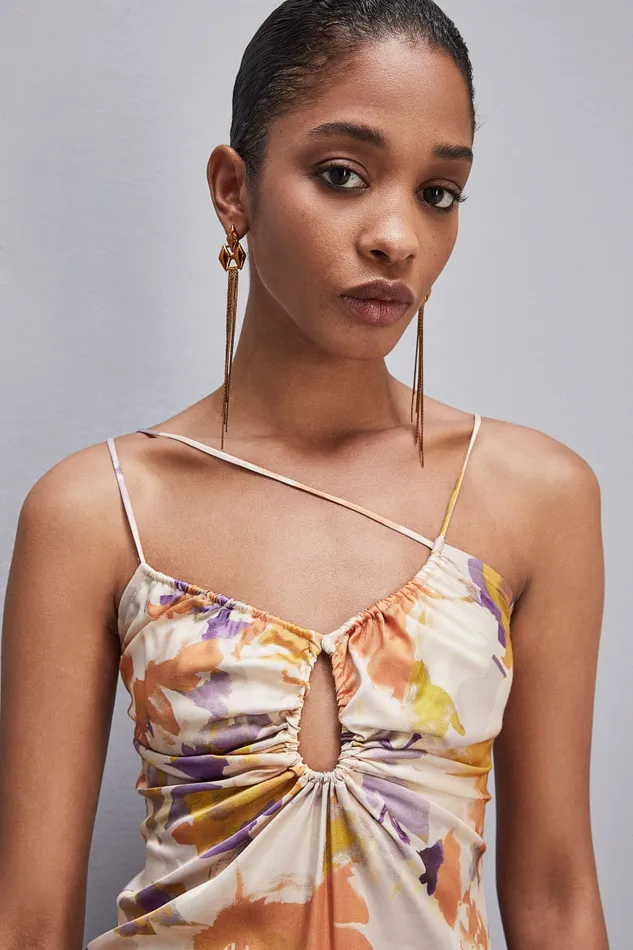 Patrizia Pepe Midi Dress With Cutout And Asymmetrical Straps Orangesorbetflower Apparel Midi