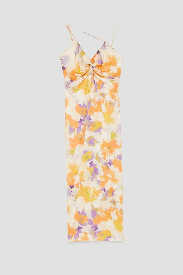 Patrizia Pepe Midi Dress With Cutout And Asymmetrical Straps Orangesorbetflower Apparel Midi