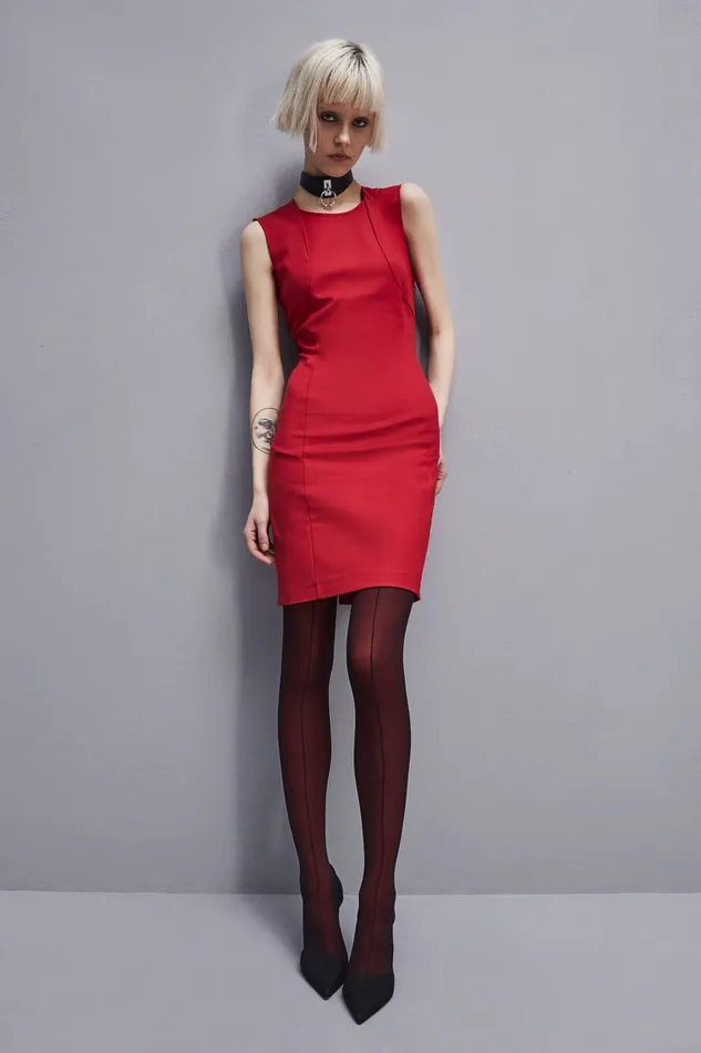 Patrizia Pepe Midi Sheath Dress Red Red Heart Apparel Mini