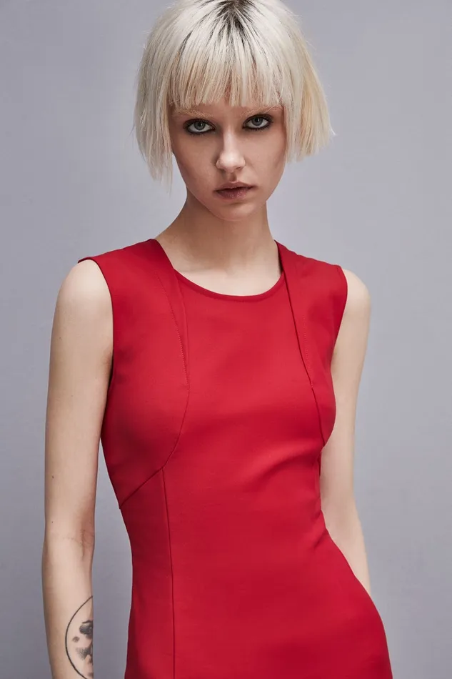 Patrizia Pepe Midi Sheath Dress Red Red Heart Apparel Mini
