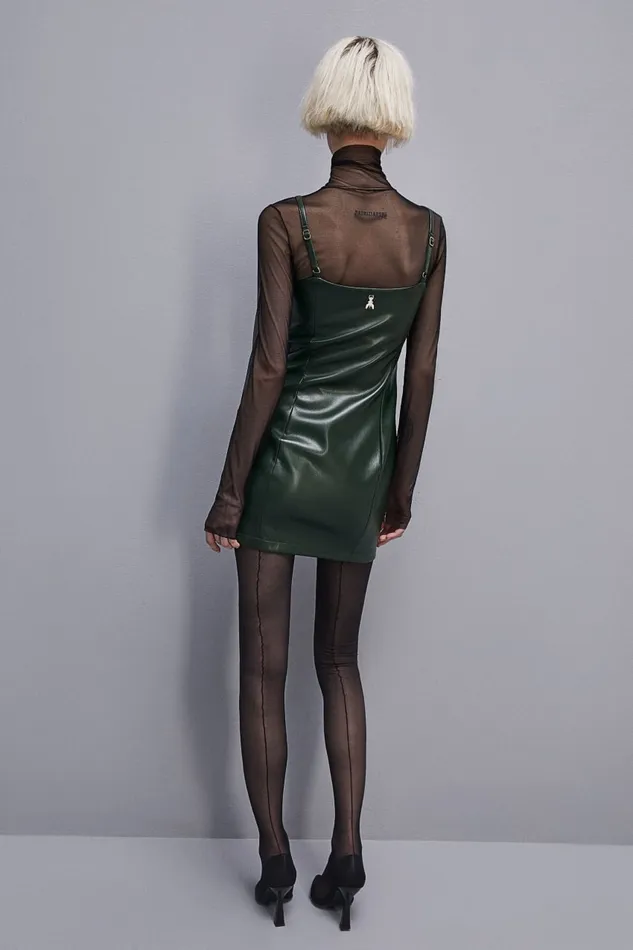 Patrizia Pepe Mini Dress In Coated Fabric Green Tuscany Green Apparel Mini