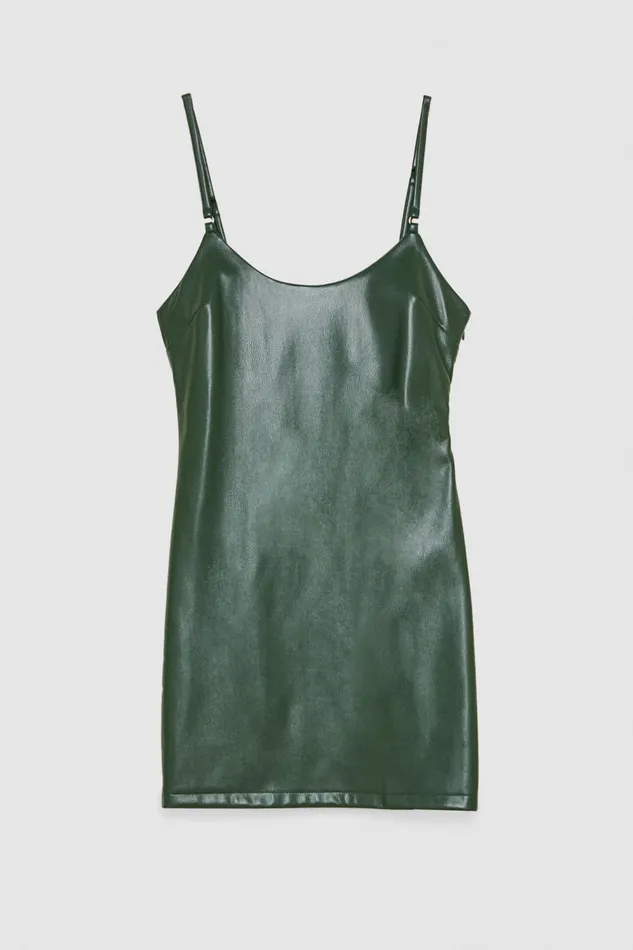Patrizia Pepe Mini Dress In Coated Fabric Green Tuscany Green Apparel Mini