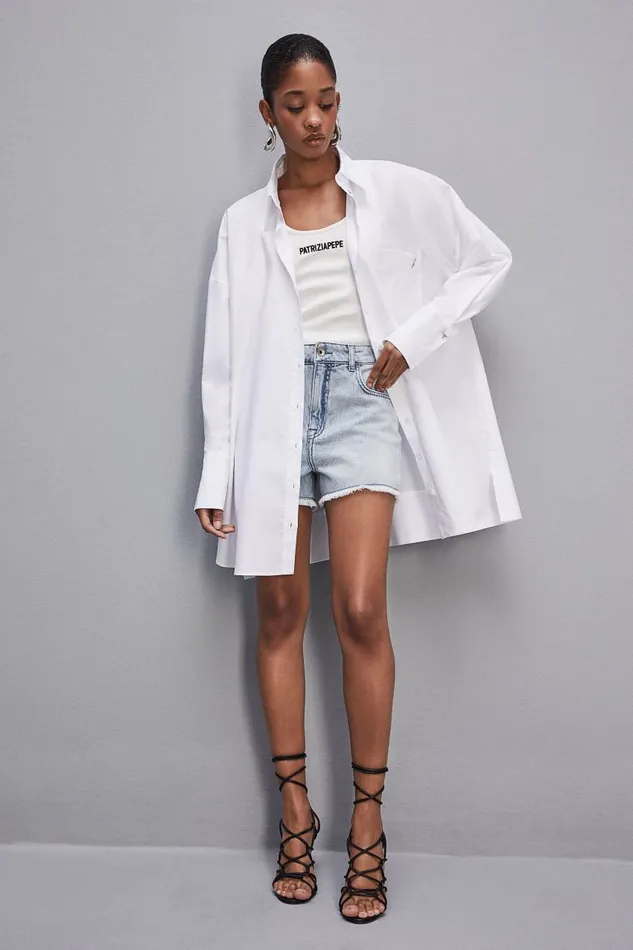 Patrizia Pepe Mini Over Shirt Dress White Bianco Ottico Apparel Mini