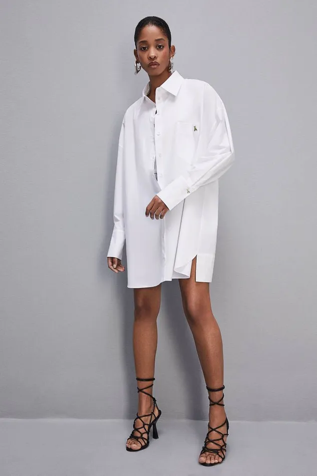 Patrizia Pepe Mini Over Shirt Dress White Bianco Ottico Apparel Mini