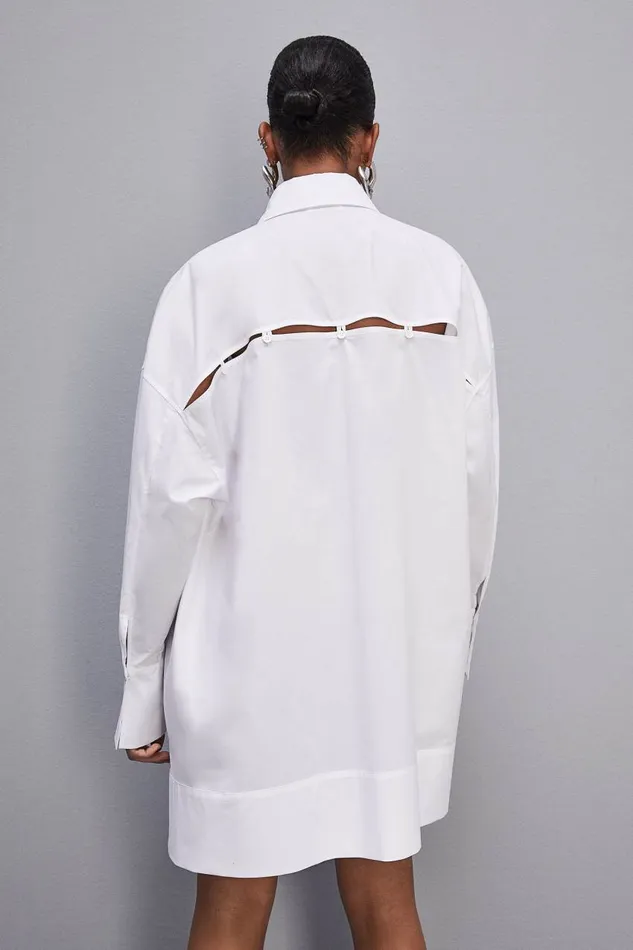 Patrizia Pepe Mini Over Shirt Dress White Bianco Ottico Apparel Mini