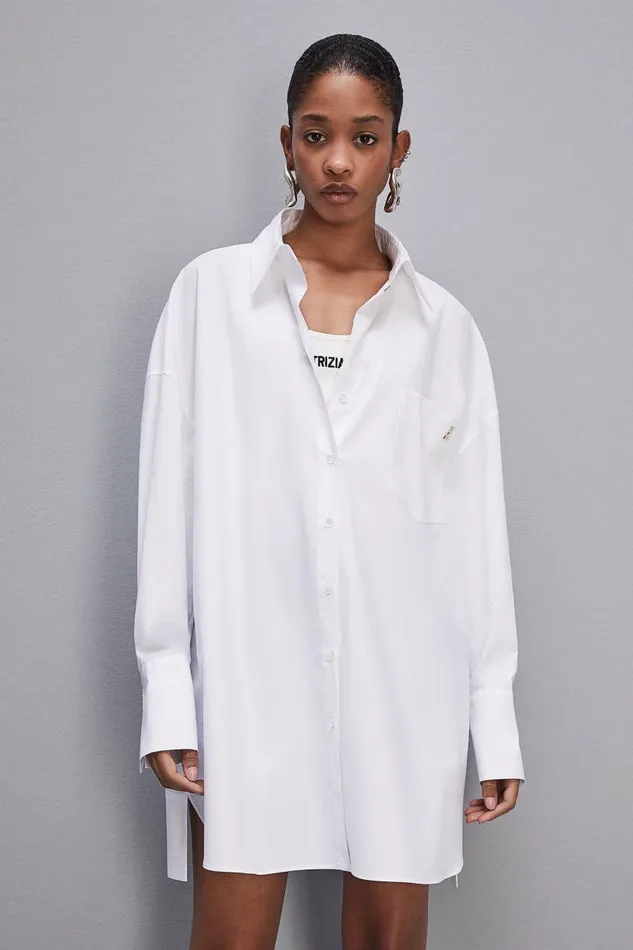 Patrizia Pepe Mini Over Shirt Dress White Bianco Ottico Apparel Mini