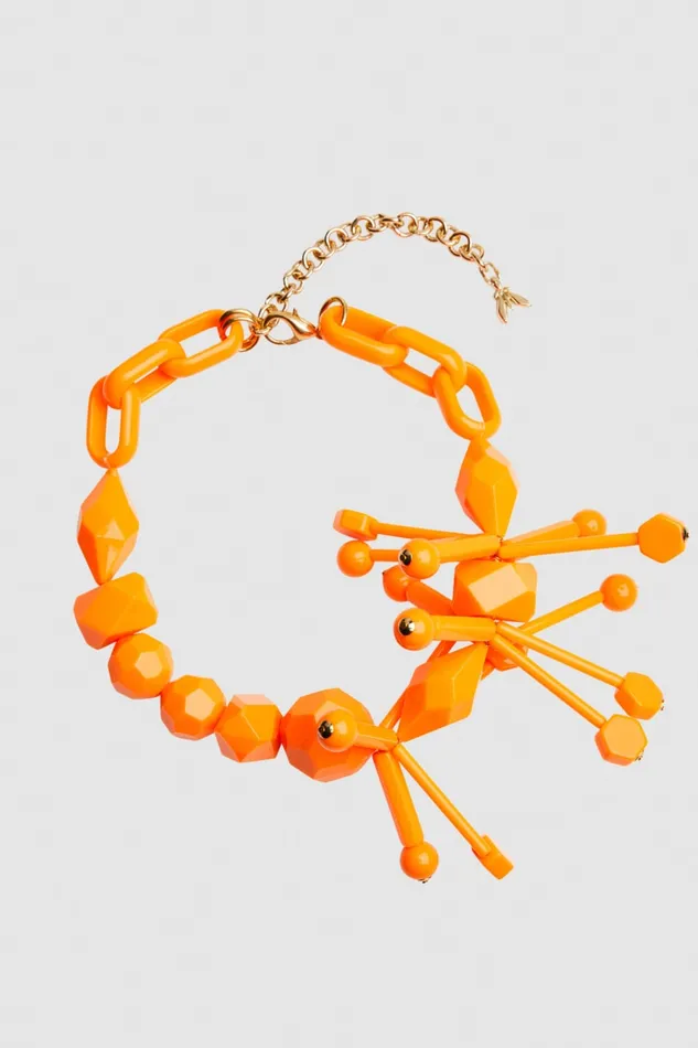 Patrizia Pepe Necklace With Techno Pop Fly Appliqu Orange Resin Orange Accessories