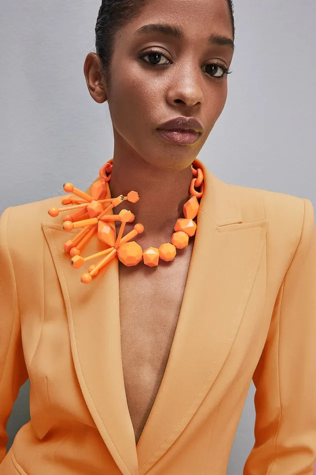 Patrizia Pepe Necklace With Techno Pop Fly Appliqu Orange Resin Orange Accessories