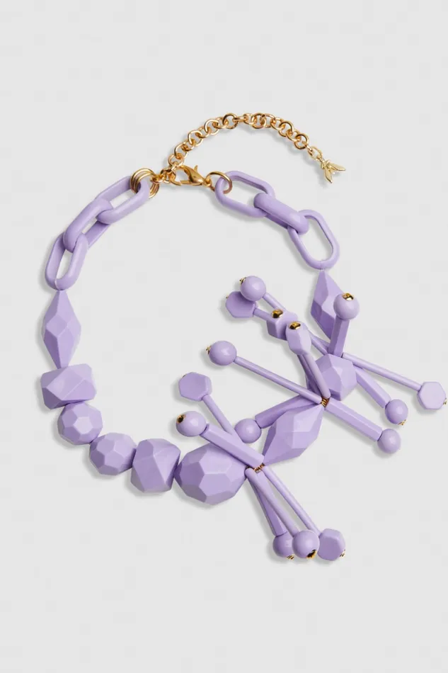 Patrizia Pepe Necklace With Techno Pop Fly Appliqu Pink Resin Lilac Accessories