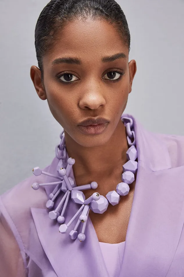 Patrizia Pepe Necklace With Techno Pop Fly Appliqu Pink Resin Lilac Accessories