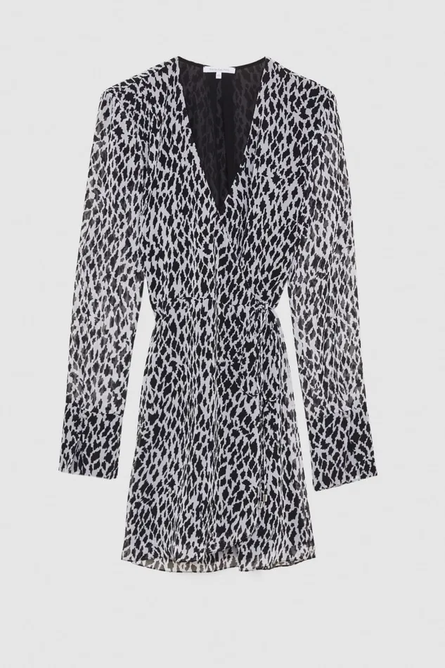 Patrizia Pepe Patterned Georgette Dress White Black White Fantasy Apparel Mini