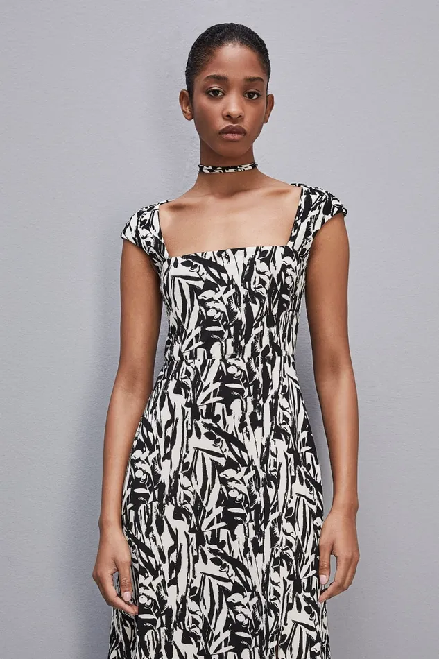 Patrizia Pepe Patterned Jersey Midi Dress White Brush Fantasy Apparel Midi