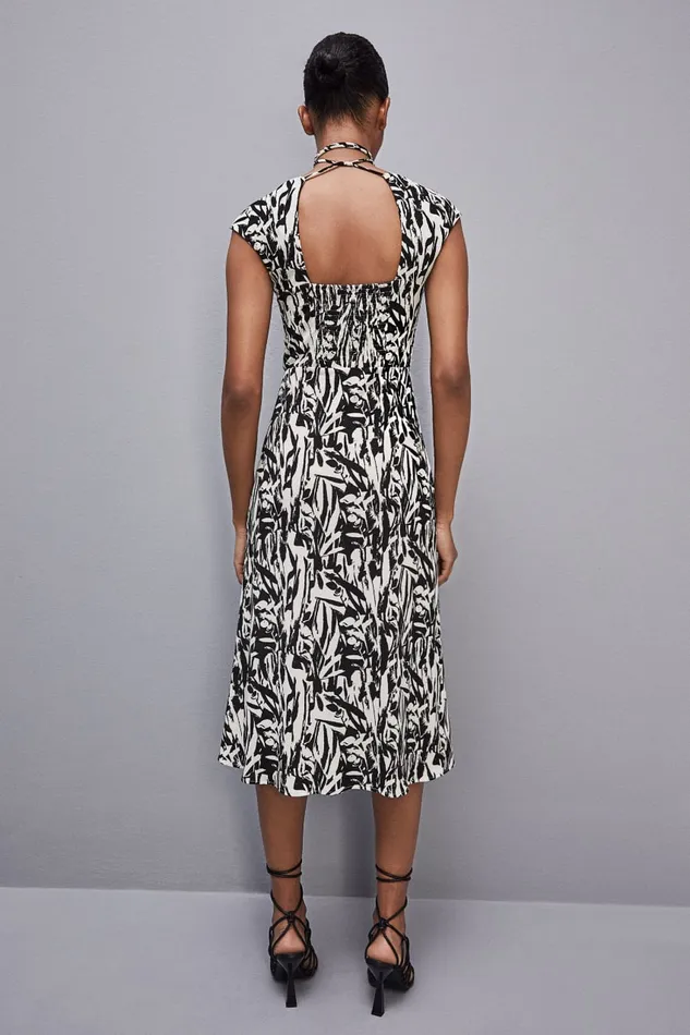 Patrizia Pepe Patterned Jersey Midi Dress White Brush Fantasy Apparel Midi