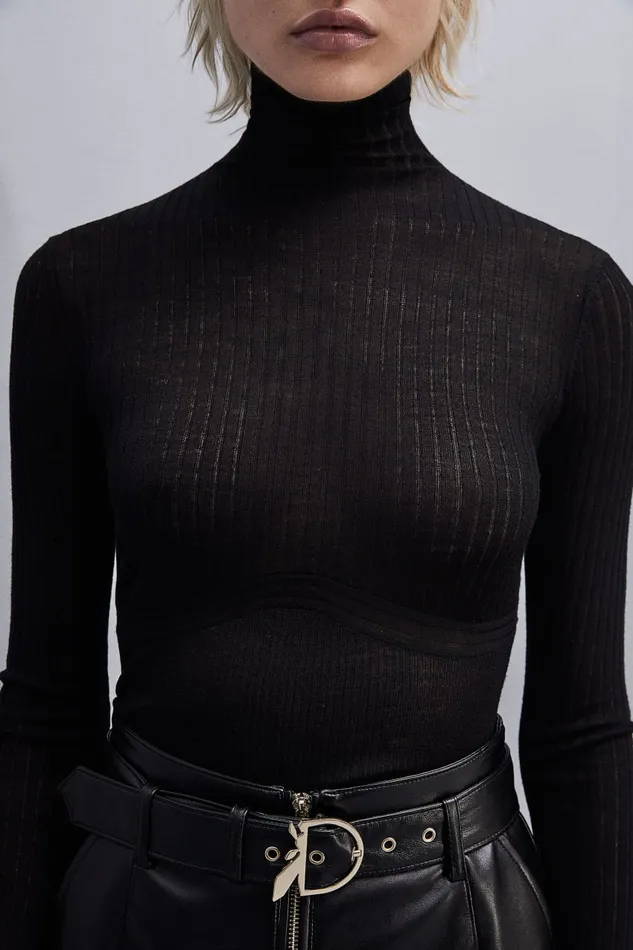 Patrizia Pepe Pure Wool Turtleneck Sweater Black Nero Apparel Sweaters