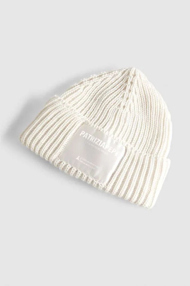 Patrizia Pepe Ribbed Fabric Hat Beige Off White Accessories