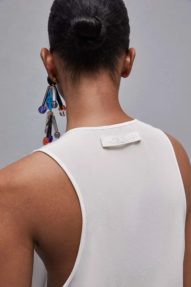 Patrizia Pepe Silk Crepe De Chine Shirt White Bianco Apparel Tops