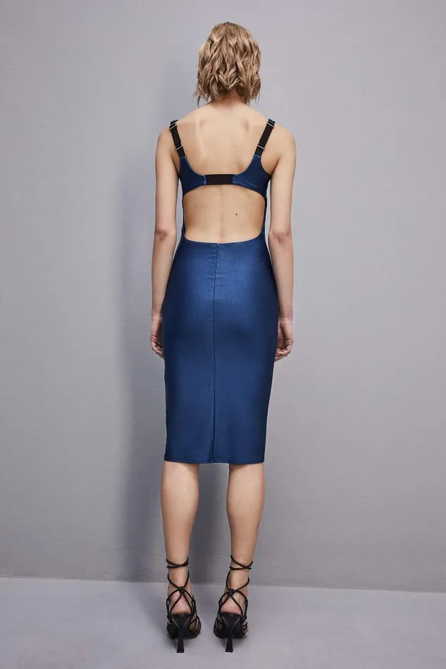 Patrizia Pepe Sleeveless Athleisure Dress In Stretch Jersey Light Blue Blue Malibu Apparel Midi