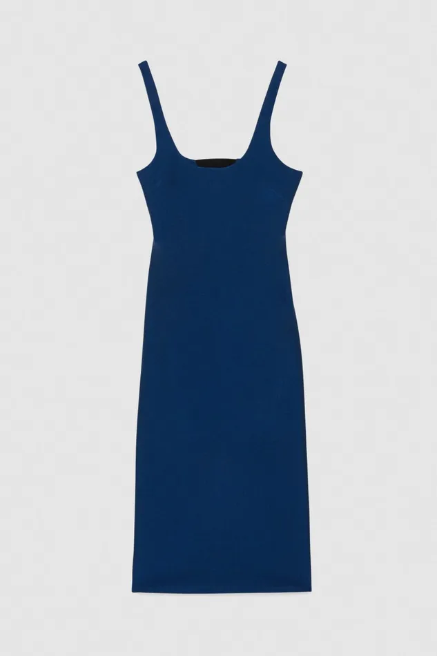 Patrizia Pepe Sleeveless Athleisure Dress In Stretch Jersey Light Blue Blue Malibu Apparel Midi