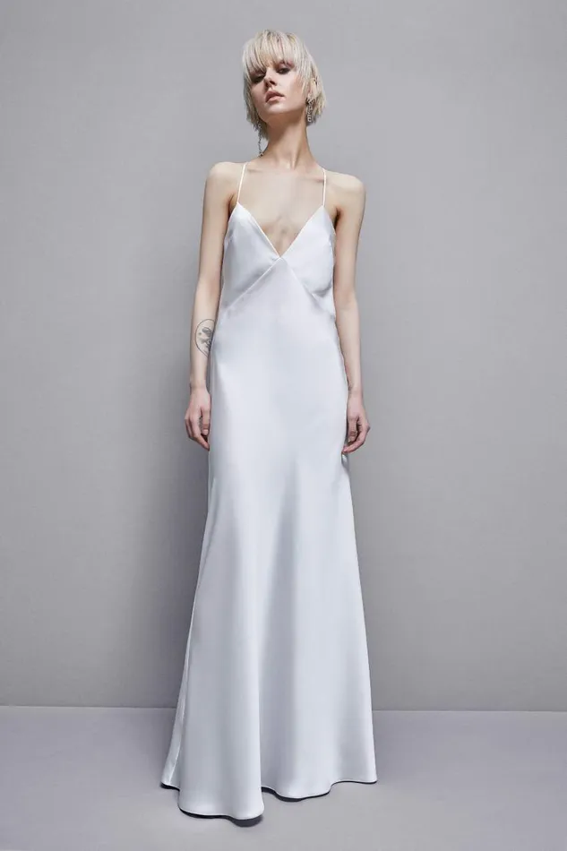 Patrizia Pepe Sleeveless Long Satin Dress White Bianco Apparel Long