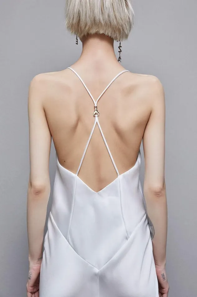 Patrizia Pepe Sleeveless Long Satin Dress White Bianco Apparel Long