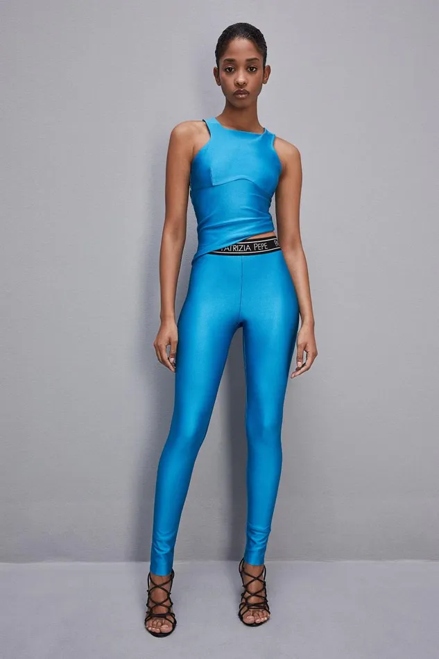 Patrizia Pepe Sleeveless Technical Jersey Top Light Blue Summer Tourquoise Apparel Tops