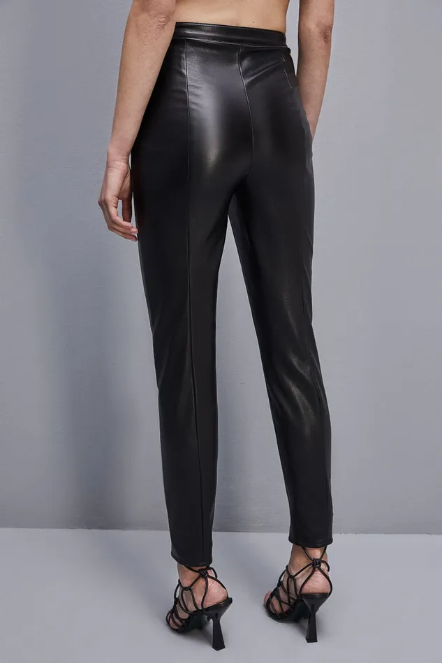 Patrizia Pepe Slim Leggings In Coated Fabric Black Nero Apparel Slim and Skinny