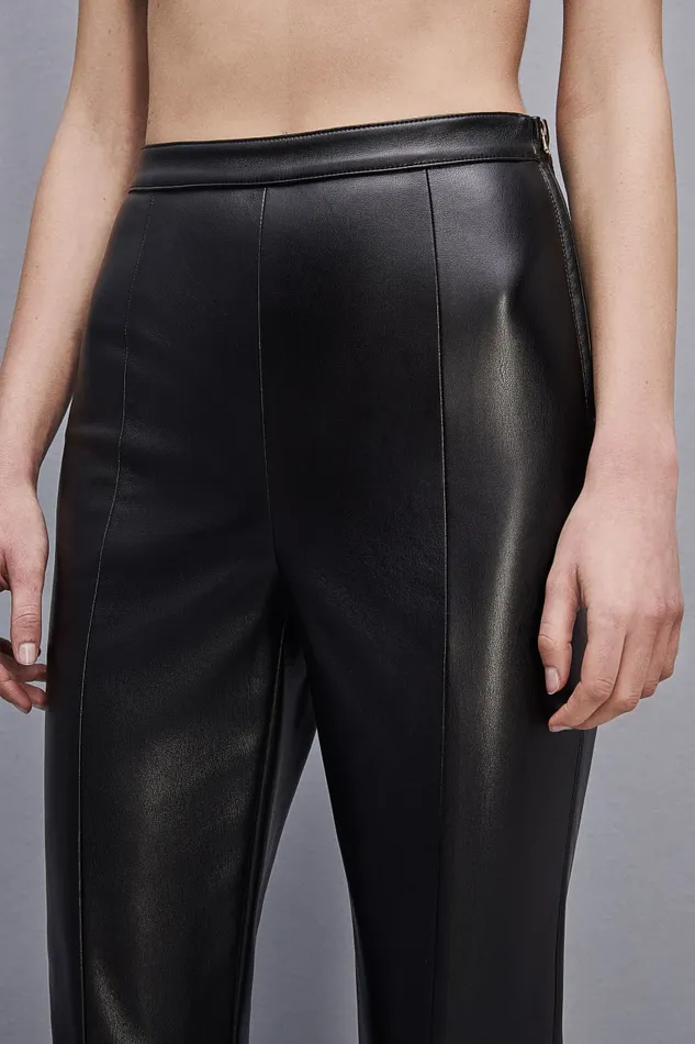 Patrizia Pepe Slim Leggings In Coated Fabric Black Nero Apparel Slim and Skinny