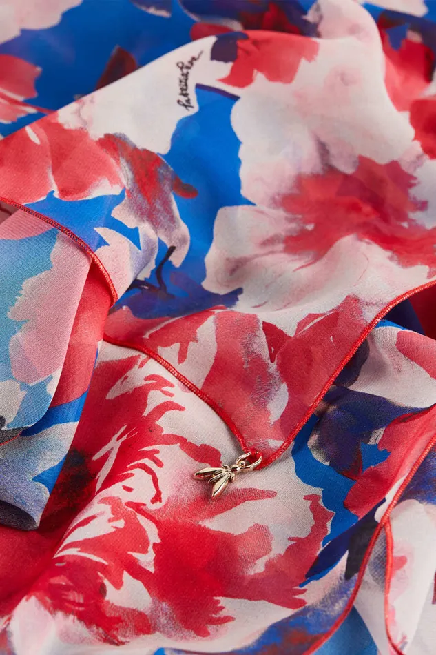 Patrizia Pepe Stole With Floral Print And Fly Detail Hybridroseflower Accessories
