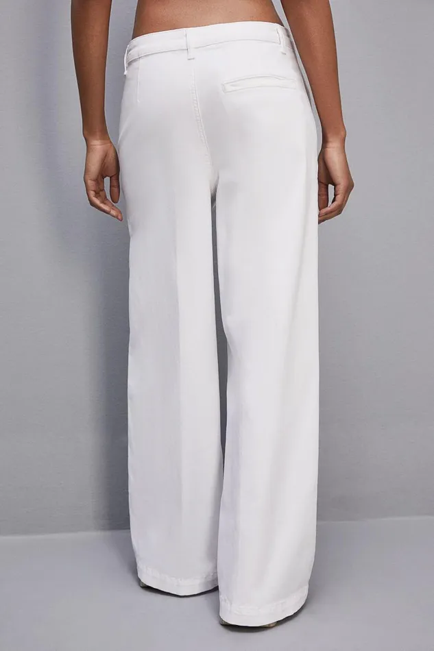 Patrizia Pepe Stretch Cotton Satin Palazzo Pants White Bianco Apparel Palazzo
