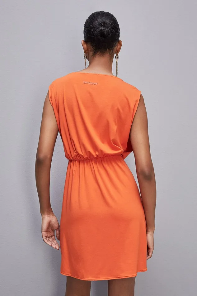 Patrizia Pepe Stretch Jersey Boatneck Dress Orange Orange Sunset Apparel Mini