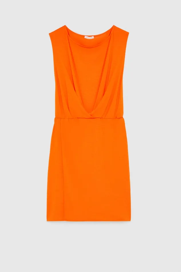 Patrizia Pepe Stretch Jersey Boatneck Dress Orange Orange Sunset Apparel Mini