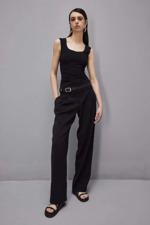Patrizia Pepe Stretch Jersey Tank Top Black Nero Apparel Tops