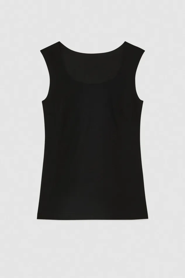 Patrizia Pepe Stretch Jersey Tank Top Black Nero Apparel Tops
