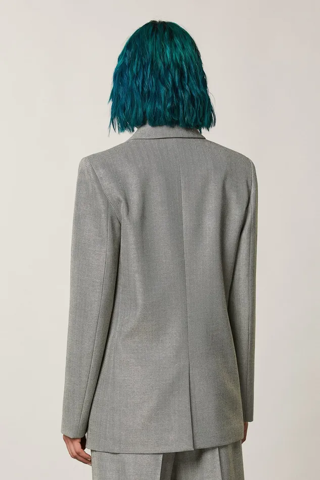 Patrizia Pepe Twobutton Patterned Jacket Grey Gray Texture Apparel Blazers