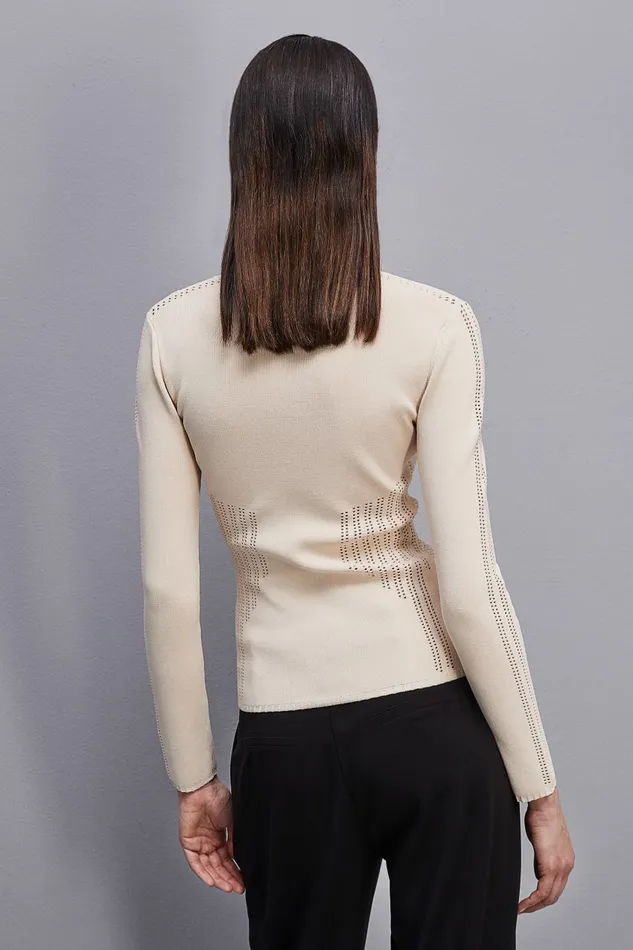 Patrizia Pepe Viscose Bodycon Sweater Beige Ivory Skin Apparel Sweaters