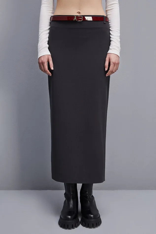 Patrizia Pepe Viscose Pencil Skirt Grey Milano Gray Apparel Long