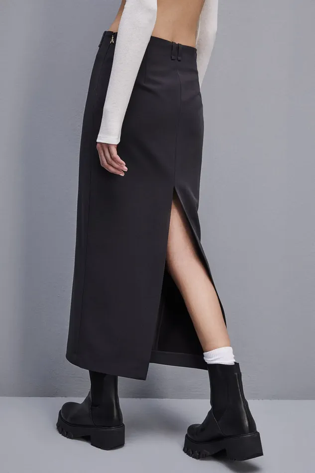 Patrizia Pepe Viscose Pencil Skirt Grey Milano Gray Apparel Long