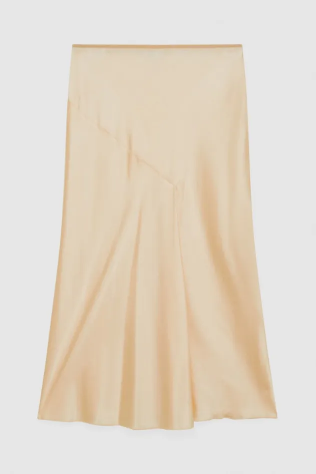 Patrizia Pepe Viscose Satin Midi Skirt Beige Ivory Skin Apparel Midi